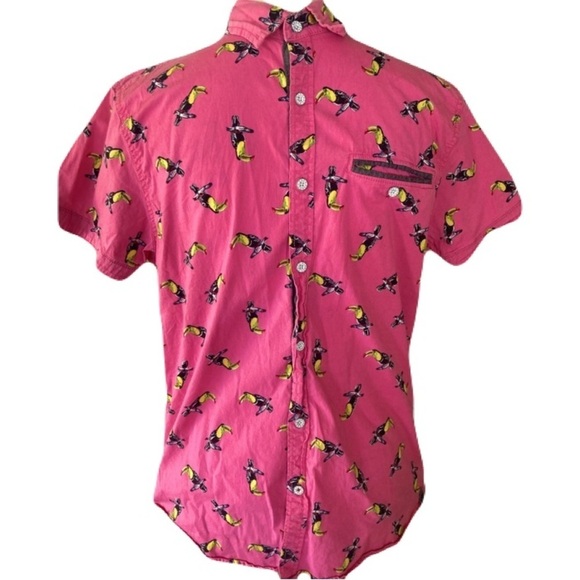 Free planet bird toucan men’s shirt pink size M - Picture 2 of 9